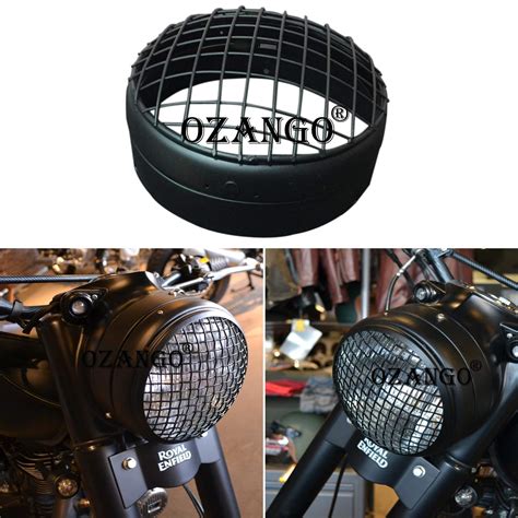 Ozango Hgx2 Bike Head Light Grillprotector Jali With Inner And Outer Ring Metal Black Compatible