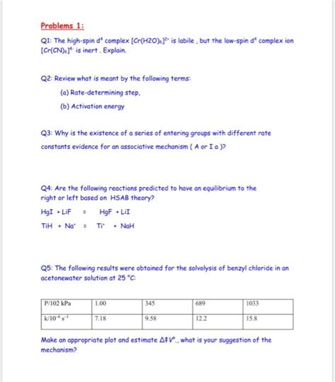 Solved Q1 The High Spin D4 Complex Cr H2O 6 2 Is Labile Chegg