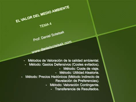 PDF Métodos de Valoración de la calidad ambiental Método