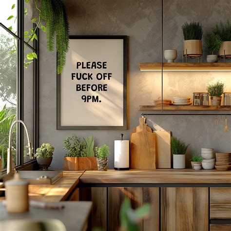 Funny Quote Poster Please Fuck Off Before 9pm Rude Livingroom Decor