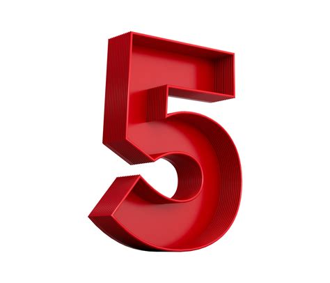 3d illustration of red number 5 or Five inner shadow 21599125 PNG