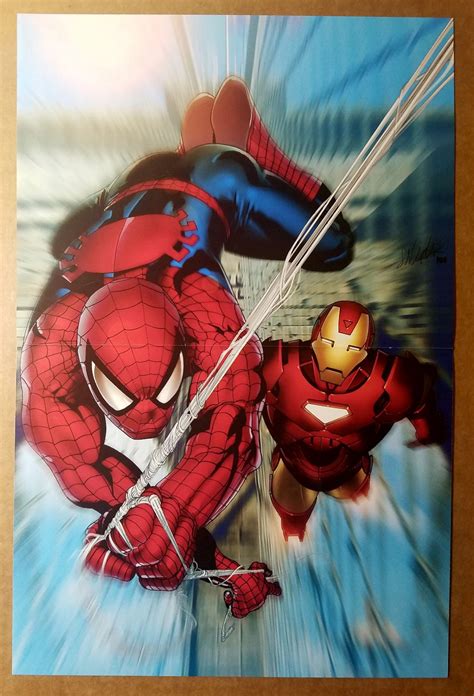 Marvel Adventures Iron Man Spider Man Marvel Comics Poster By Salvador