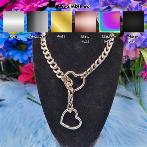 Heart Ring Slip Chain Collar Choker All Metal Types The Contresens