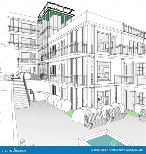 Disegno Architettonico E Prospettiva Illustrazione Di Stock