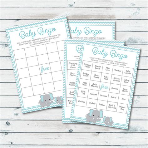 Elephant Baby Shower Bingo Cards Printable Bingo Cards Baby Etsy