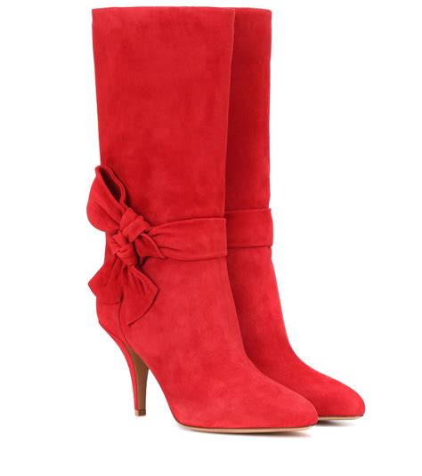 Valentino Suede Boots In Red Lyst