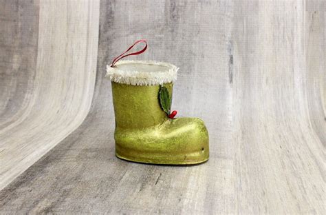 Vintage Paper Mache Santas Boot Candy Container Etsy