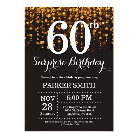 Surprise 60th Birthday Invitation Gold Glitter Zazzle 80th Birthday