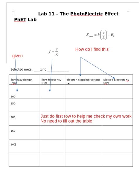 Solved Lab 11 The Photoelectric Effect Phet Lab