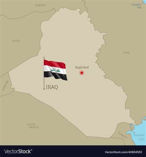 Highly Detailed Iraq Map With Flag And Labelings Vector Image