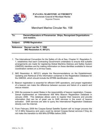 Merchant Marine Circular No 158