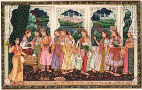 Mughal Miniature Painting Moghul Empire India Handmade Ethnic Romance Love Art