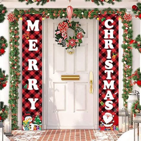 Shop Mumoo Bear Merry Christmas Porch Sign Buffalo Plaid Christmas