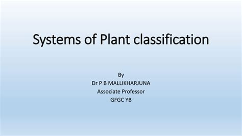 Systems Of Plant Classification PPT