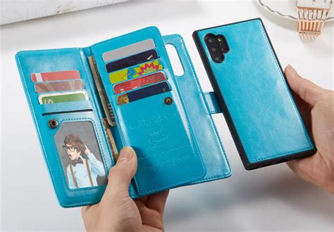 Brg Samsung Galaxy Note 10 Plus Magnetic 2 In 1 Detachable Leather Wallet Case With 9 Card Slot Blue