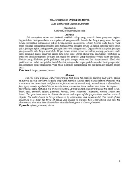 Jaringan Dan Organ Pada Hewan Pdf