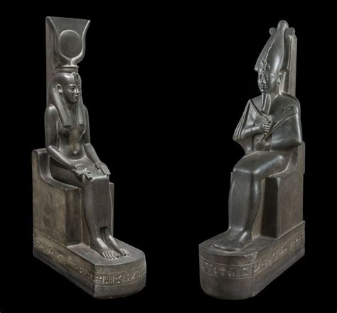 Sitting Statues Of Osiris And Isis These Seated Ancient Egyptian Statues Depict The Divine Isis