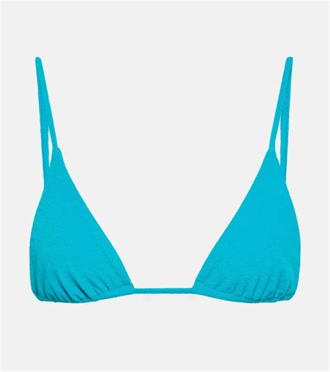 Jade Swim Via Triangle Bikini Top In Teal Terry Modesens