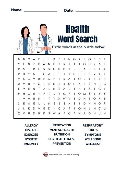 Health Efl Word Search Ittt Health Words Creative Lesson