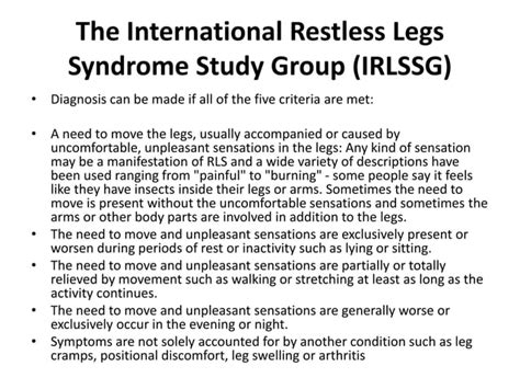 Restless Leg Syndrome Ppt