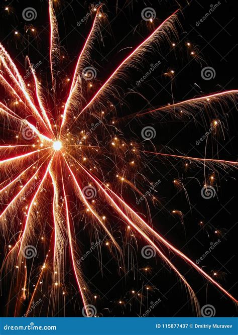 Single, Beautiful Explosion of Fireworks in the Night Sky Stock Image ...