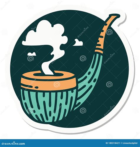 Tattoo Style Sticker of a Smokers Pipe Stock Vector - Illustration of ...