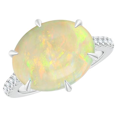 Customizable ANGARA GIA Certified Natural Opal Oval East West Solitaire