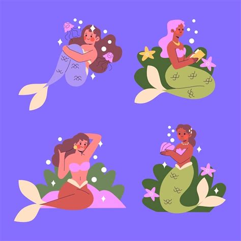 Premium Vector Flat Mermaid Illustration