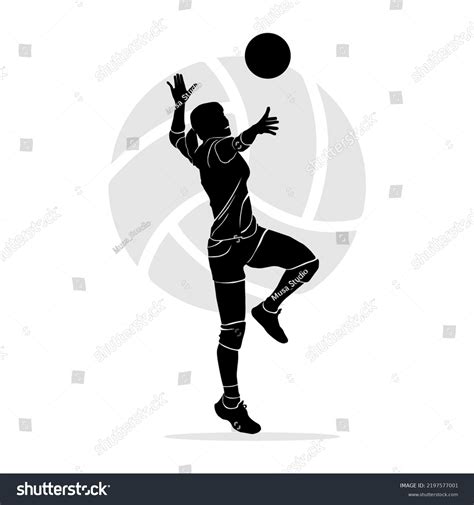 Female Volleyball Player Hitting Serve Ball เวกเตอร์สต็อก ปลอดค่าลิขสิทธิ์ 2197577001