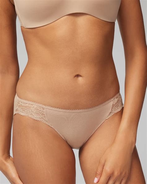 Soma Vanishing Edge Cotton Blend W Lace Bikini Nude Size XS Mall Of