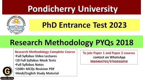 Pondicherry University Phd Entrance Test Research Methodology Pyqs