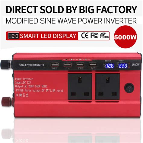 W Peak Power Inverter Dc V To Ac V Car Converter Usb Uk