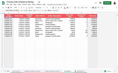 Purchase Order Template In Google Sheets Sheetgo Blog