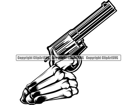 Skull Skeleton Hand Hold Holding Gun Pistol Automatic Grab Evil Kill