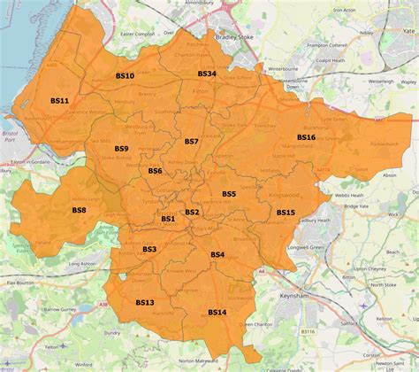 Bristol Bs Postcode Wall Map