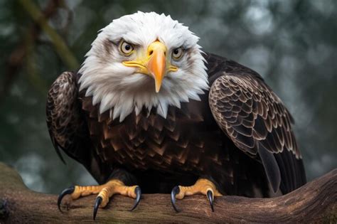 Premium Ai Image Closeup Of A Bald Eagle Perched On A Tree Branch