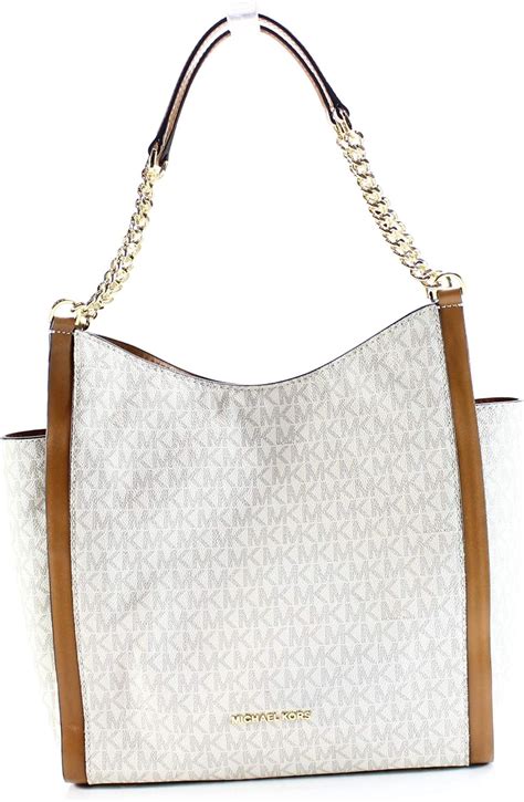 Michael Michael Kors Signature Chain Shoulder Tote Vanilla Clothing Shoes And Jewelry