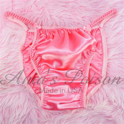 Bubblegum Pink Silky Soft Silky Shiny Wetlook String Bikini Sissy