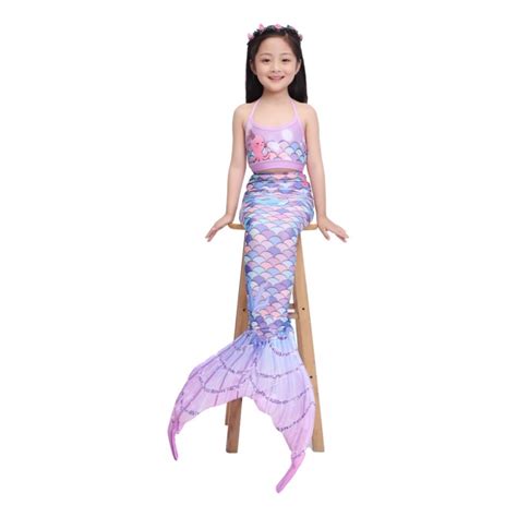 Muxiin Mermaid Swimsuit With Tail Fish Tail Set Sling Bikini Fish Scale Pcs Girl Swimsuit