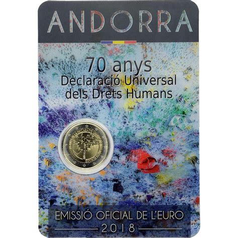 2 Euro Gedenkmünze Andorra 2018 st 70 Jahre Menschenrechte im Bli