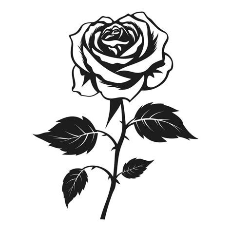 Rose Flower Vector Black Silhouette Isolated On A White Background