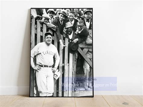 Babe Ruth With African American Fans Photo Print Vintage
