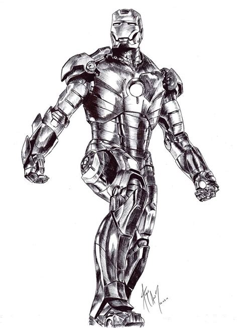 Iron man with a lot of ink. using a pen and a crosslines technique to ...