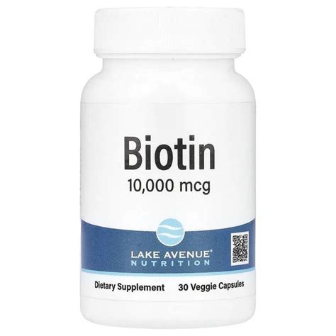Lake Avenue Nutrition, Биотин, 10 000 мкг, 30 растительных капсул ...