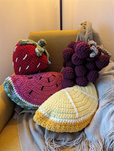 Handmade Crochet Fruit Throw Pillow Etsy UK In 2024 Crochet Fruit