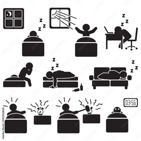 Sleeping And Sleep Related Icon Set People Sleeping Vector Stock