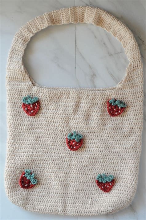 Crochet Strawberry Tote Bag Pattern PDF Aesthetic Tote Bag Etsy