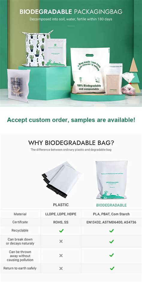 Pla Biodegradable Cornstarch Bags Compostable Garment Packaging