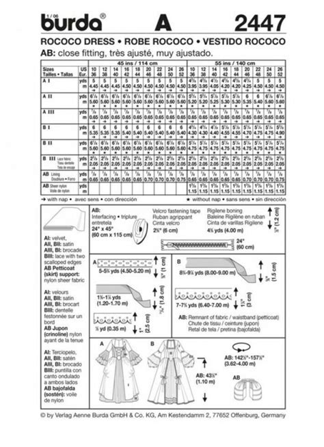 Burda Misses Marie Antoinette Rococo Costume Sewing Pattern Sz
