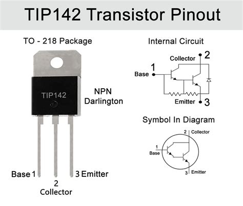 Tip142 10A 100V NPN Darlington Bipolar Power Transistor TO 218